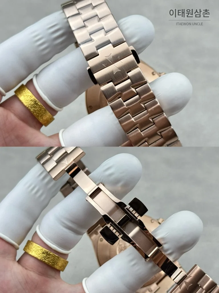 바쉐론콘스탄틴 오버시즈 듀얼타임 파워리저브 오토매틱 42mm 블루 로즈골드 브레이슬릿 로즈골드 케이스