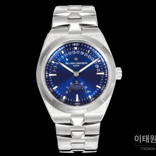 바쉐론콘스탄틴 오버시즈 레트로그레이드 데이트 오토매틱 41mm 블루 스틸 브레이슬릿