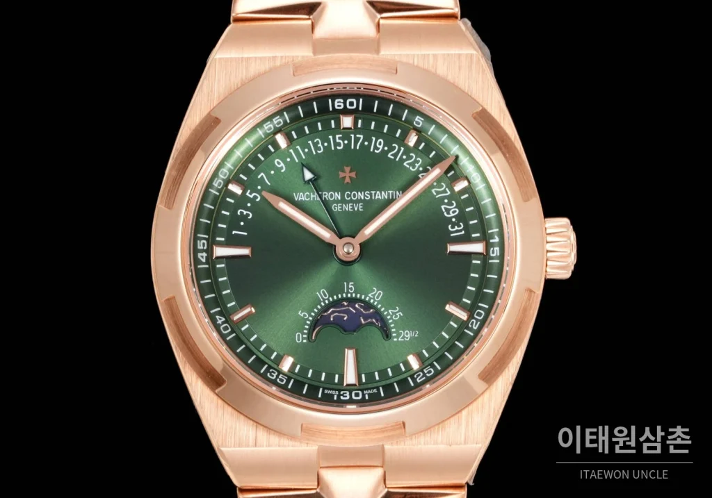 바쉐론콘스탄틴 오버시즈 레트로그레이드 데이트 오토매틱 41mm 블루 로즈골드 브레이슬릿 로즈골드 케이스