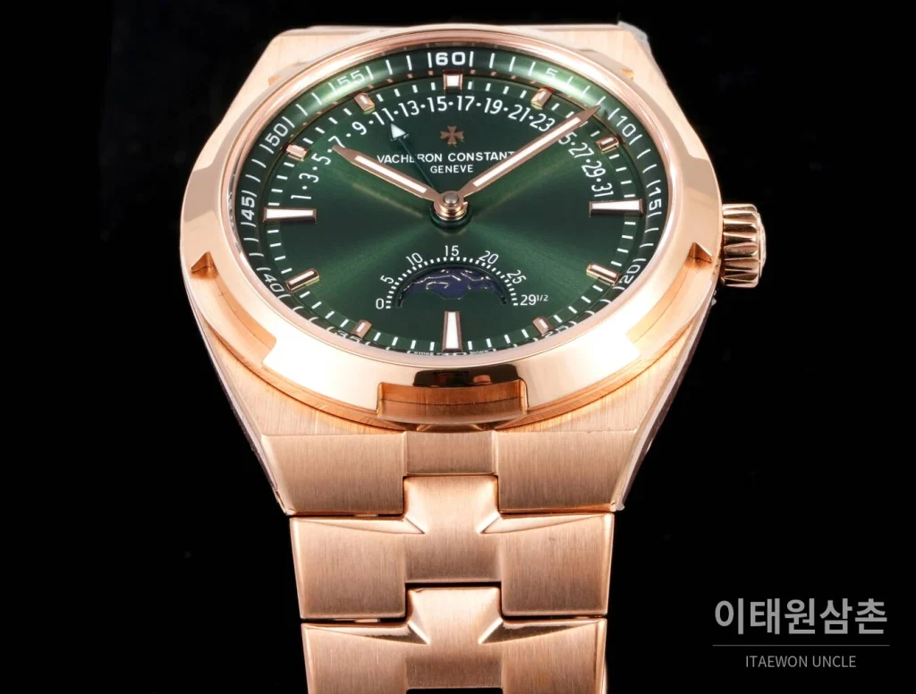 바쉐론콘스탄틴 오버시즈 레트로그레이드 데이트 오토매틱 41mm 블루 로즈골드 브레이슬릿 로즈골드 케이스