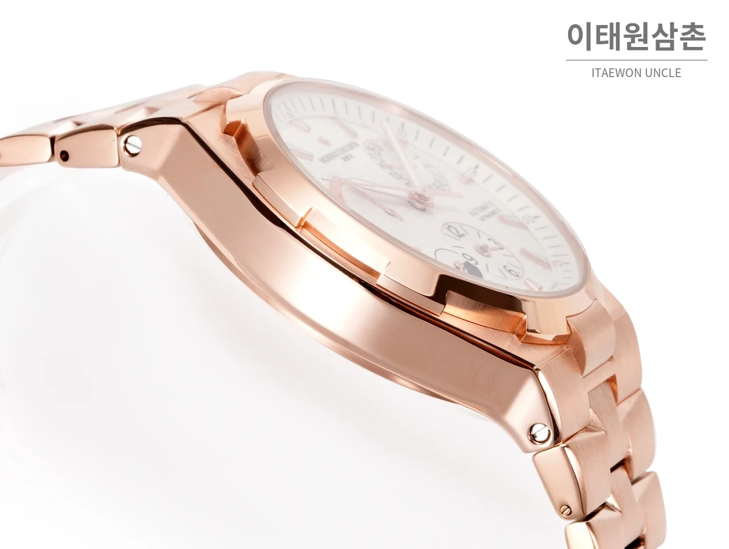 바쉐론콘스탄틴 오버시즈 로즈골드스틸 듀얼타임 아이보리다이얼 스틸밴드 오토매틱 42mm