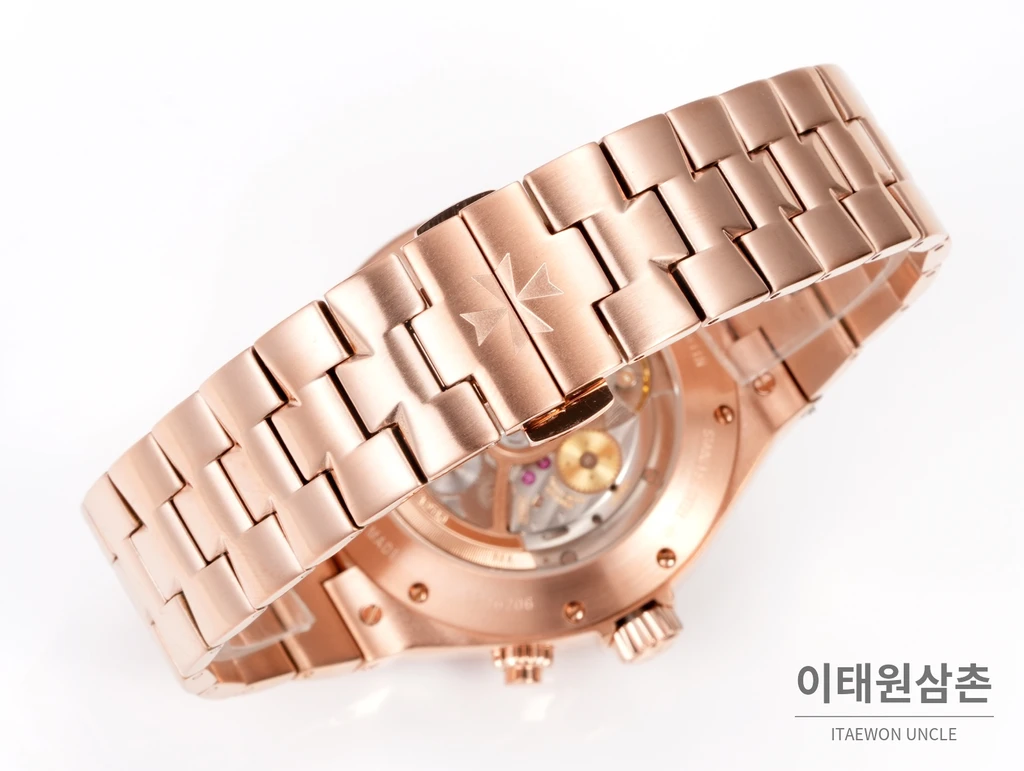 바쉐론콘스탄틴 오버시즈 로즈골드스틸 듀얼타임 아이보리다이얼 스틸밴드 오토매틱 42mm