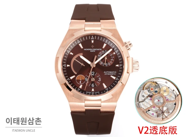 바쉐론콘스탄틴 오버시즈 로즈골드스틸 듀얼타임 브라운다이얼 러버밴드 오토매틱 42mm 바쉐론콘스탄틴 오버시즈 로즈골드스틸 듀얼타임 브라운다이얼 러버밴드 오토매틱 42mm