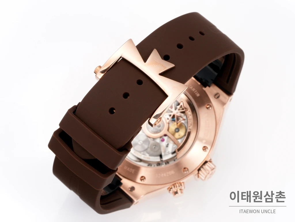 바쉐론콘스탄틴 오버시즈 로즈골드스틸 듀얼타임 브라운다이얼 러버밴드 오토매틱 42mm
