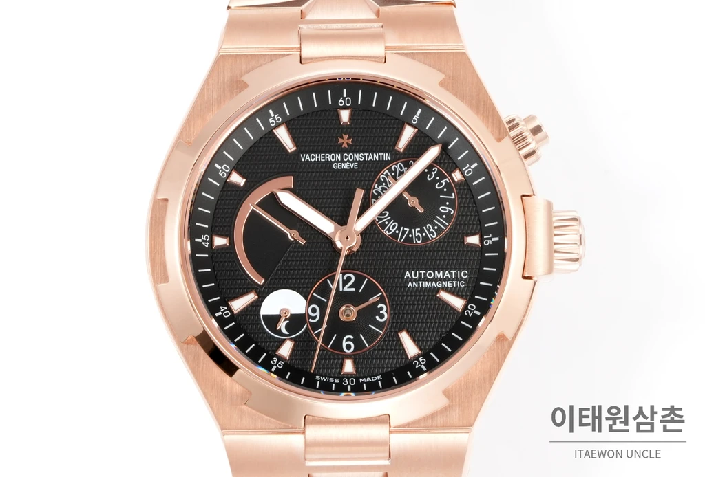 바쉐론콘스탄틴 오버시즈 로즈골드스틸 듀얼타임 블랙다이얼 스틸밴드 오토매틱 42mm (2)