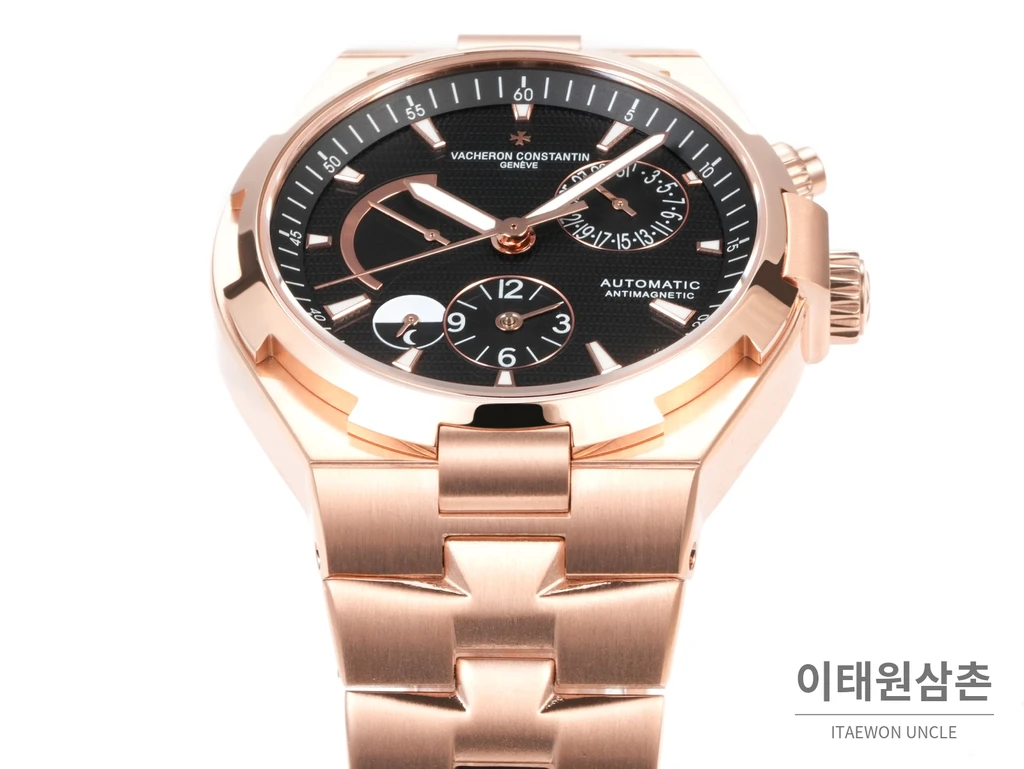바쉐론콘스탄틴 오버시즈 로즈골드스틸 듀얼타임 블랙다이얼 스틸밴드 오토매틱 42mm (2)
