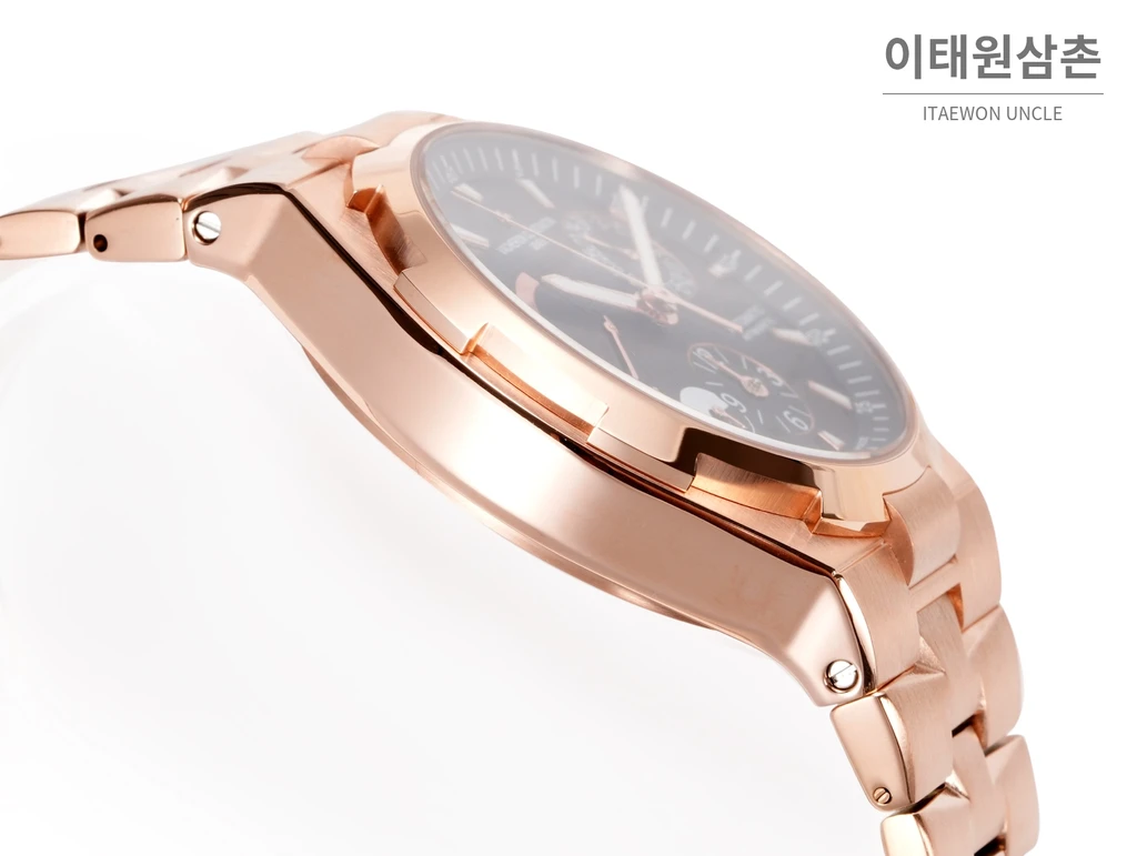 바쉐론콘스탄틴 오버시즈 로즈골드스틸 듀얼타임 블랙다이얼 스틸밴드 오토매틱 42mm (2)