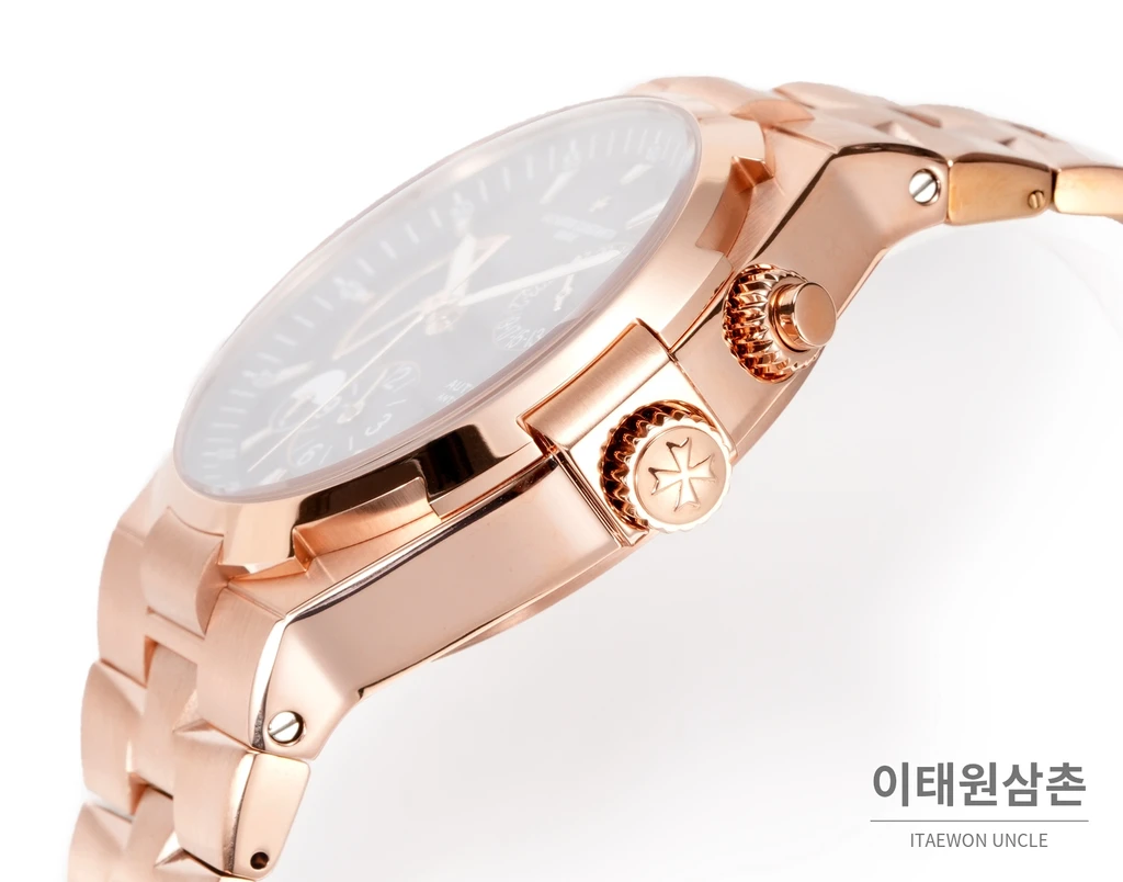 바쉐론콘스탄틴 오버시즈 로즈골드스틸 듀얼타임 블랙다이얼 스틸밴드 오토매틱 42mm (2)