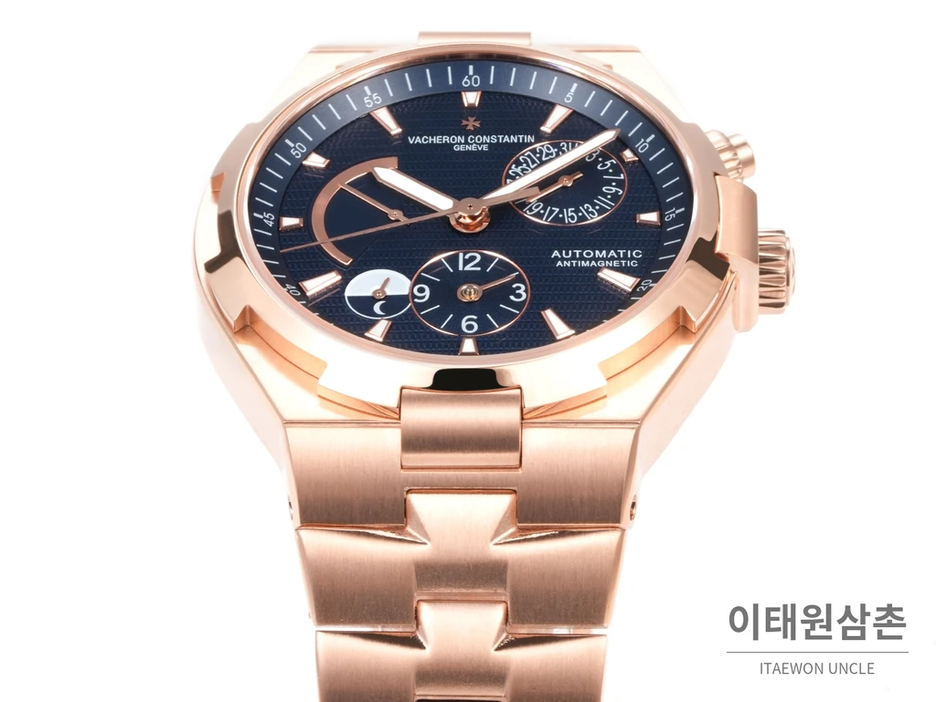 바쉐론콘스탄틴 오버시즈 로즈골드스틸 듀얼타임 네이비다이얼 스틸밴드 오토매틱 42mm