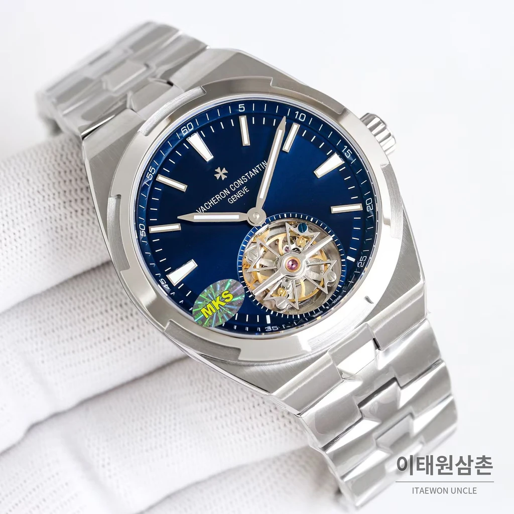바쉐론콘스탄틴 오버시즈 스틸 블루다이얼 투르비용 스틸브레이슬릿 오토매틱 42.5mm