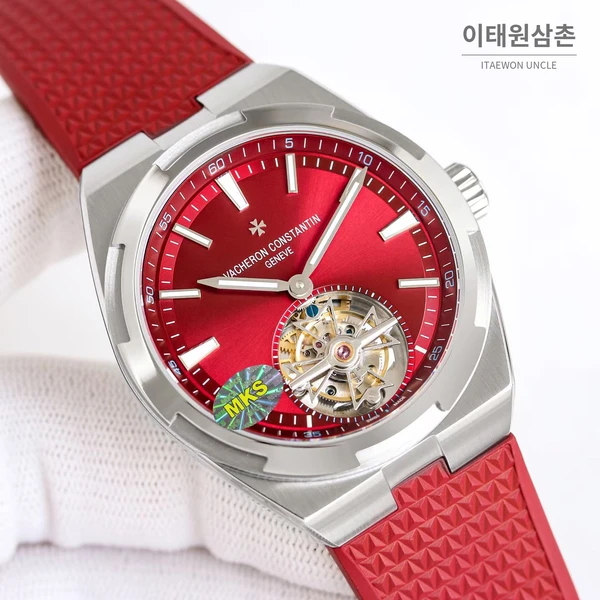 바쉐론콘스탄틴 오버시즈 스틸 블루다이얼 투르비용 러버 스트랩 오토매틱 42.5mm