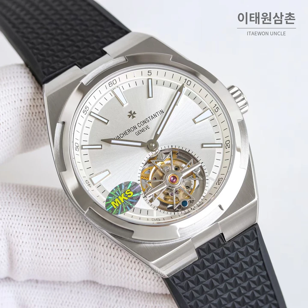 바쉐론콘스탄틴 오버시즈 스틸 블루다이얼 투르비용 러버 스트랩 오토매틱 42.5mm