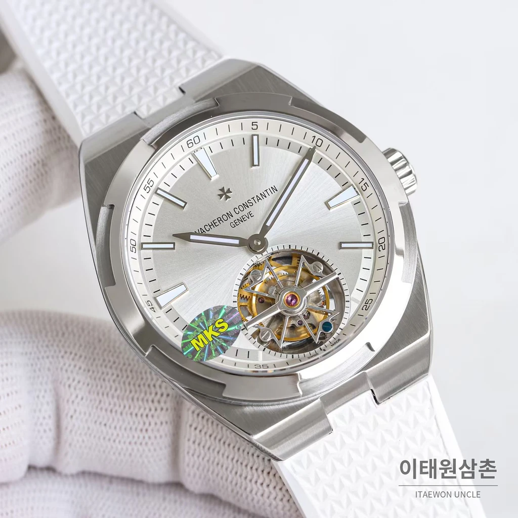 바쉐론콘스탄틴 오버시즈 스틸 블루다이얼 투르비용 러버 스트랩 오토매틱 42.5mm