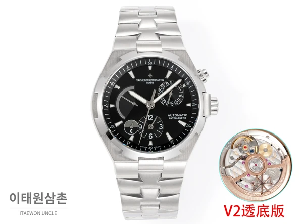바쉐론콘스탄틴 오버시즈 스틸 듀얼타임 블랙다이얼 스틸밴드 오토매틱 42mm 바쉐론콘스탄틴 오버시즈 스틸 듀얼타임 블랙다이얼 스틸밴드 오토매틱 42mm