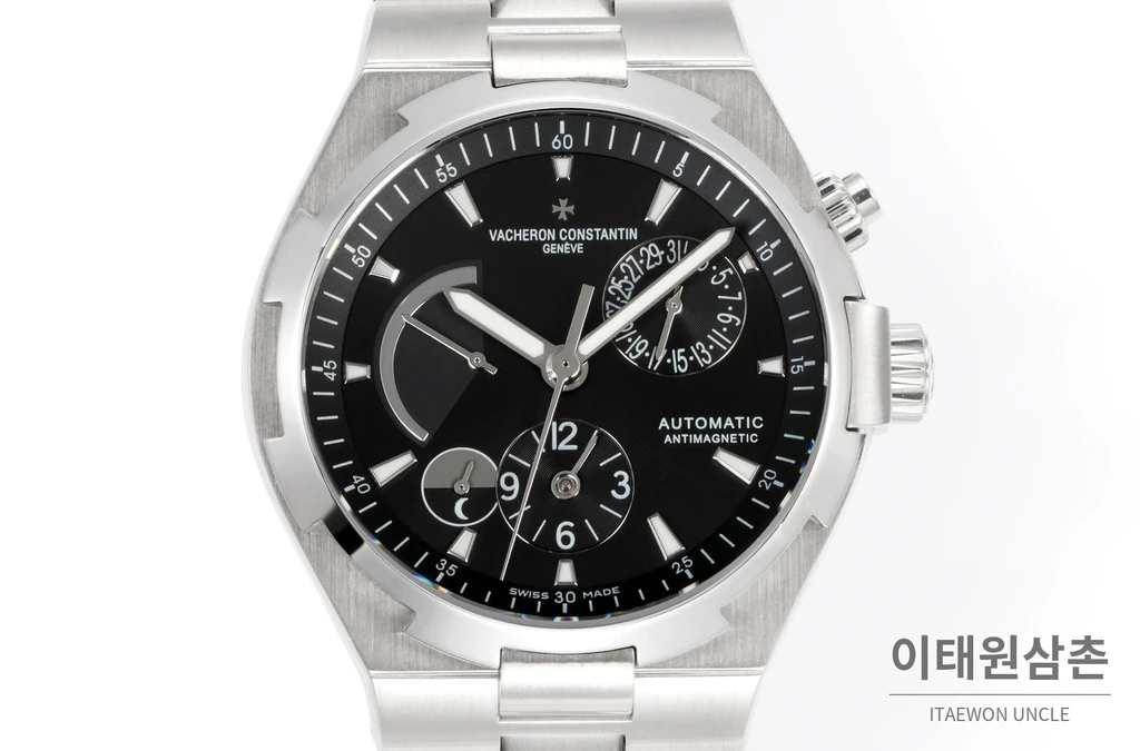바쉐론콘스탄틴 오버시즈 스틸 듀얼타임 블랙다이얼 스틸밴드 오토매틱 42mm