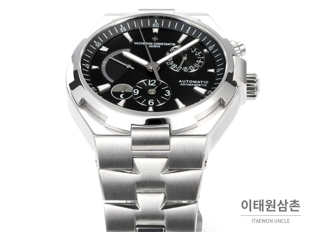 바쉐론콘스탄틴 오버시즈 스틸 듀얼타임 블랙다이얼 스틸밴드 오토매틱 42mm