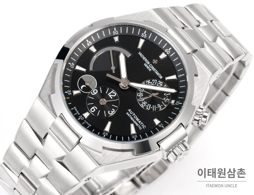 바쉐론콘스탄틴 오버시즈 스틸 듀얼타임 블랙다이얼 스틸밴드 오토매틱 42mm