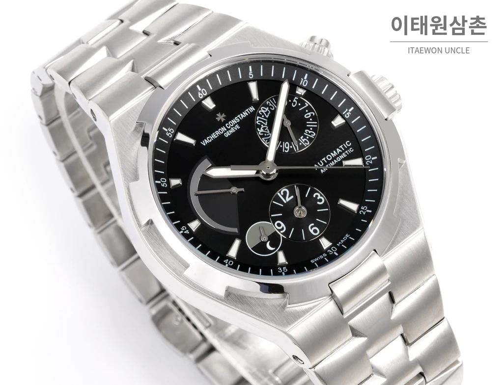 바쉐론콘스탄틴 오버시즈 스틸 듀얼타임 블랙다이얼 스틸밴드 오토매틱 42mm