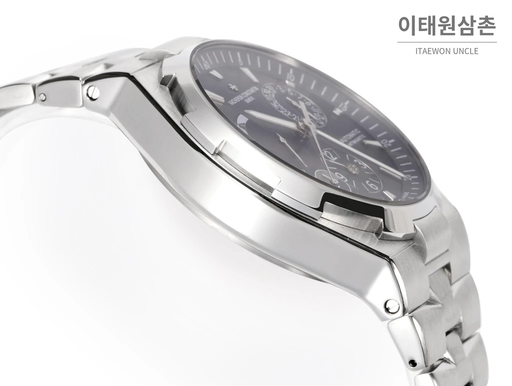 바쉐론콘스탄틴 오버시즈 스틸 듀얼타임 블랙다이얼 스틸밴드 오토매틱 42mm