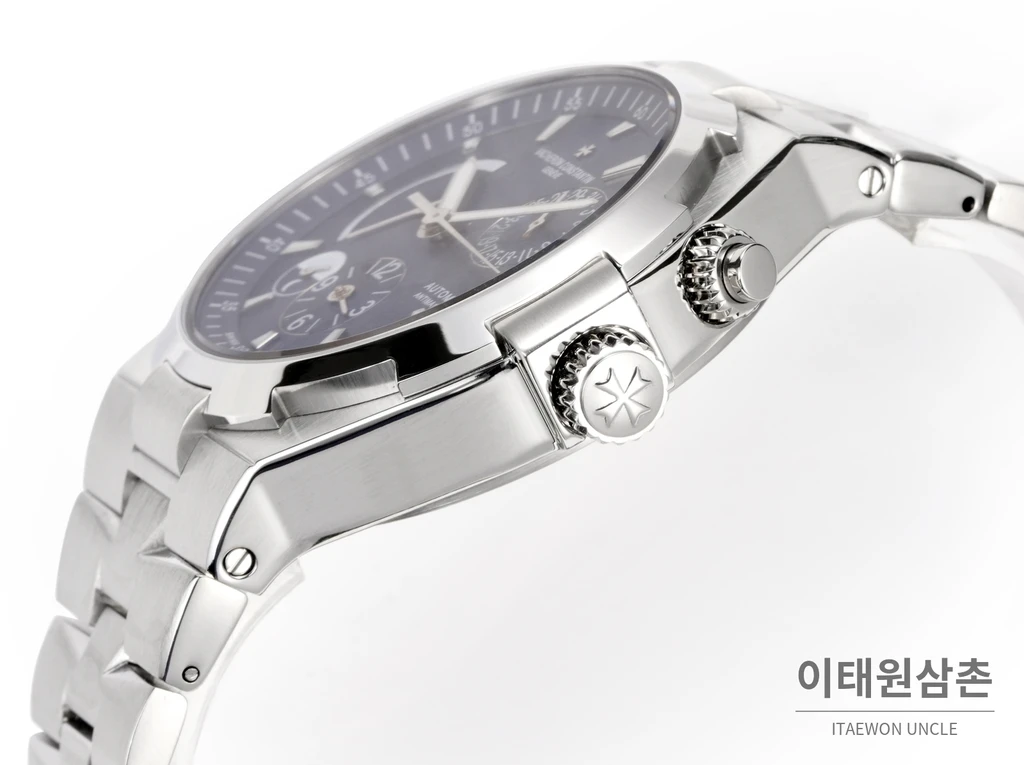바쉐론콘스탄틴 오버시즈 스틸 듀얼타임 블랙다이얼 스틸밴드 오토매틱 42mm
