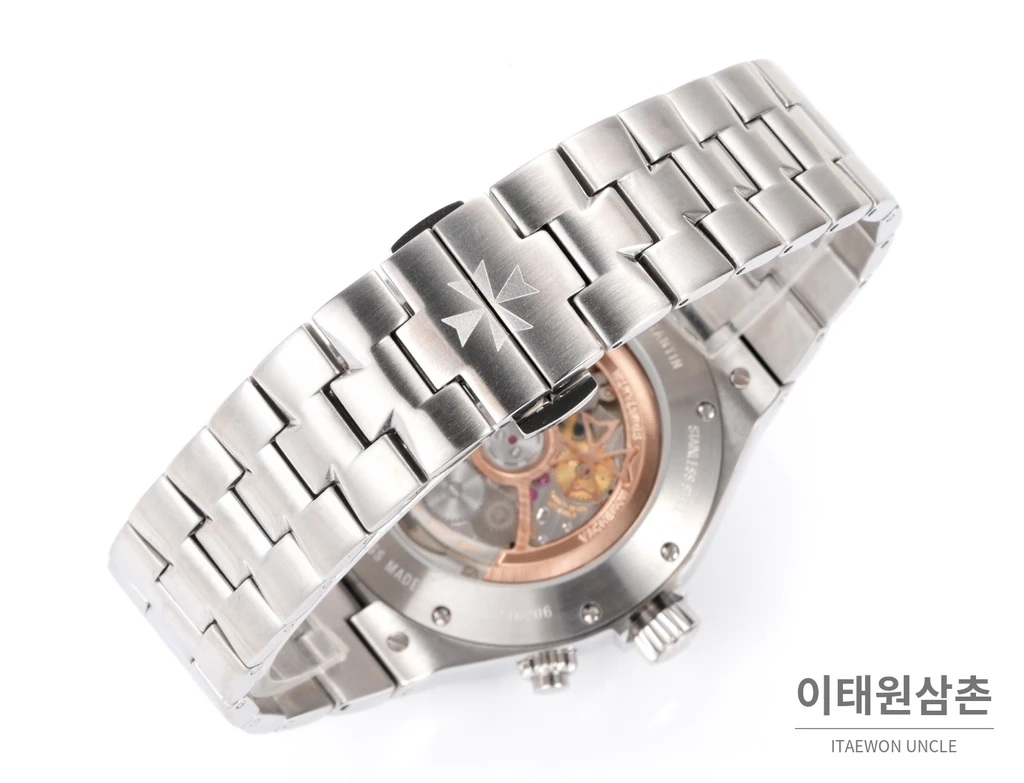 바쉐론콘스탄틴 오버시즈 스틸 듀얼타임 블랙다이얼 스틸밴드 오토매틱 42mm