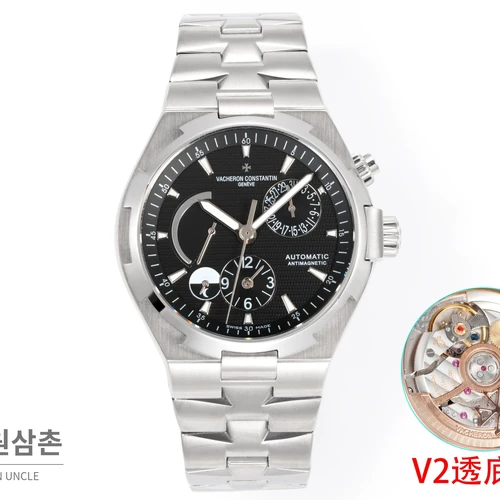 바쉐론콘스탄틴 오버시즈 스틸 듀얼타임 블랙다이얼 스틸밴드 오토매틱 42mm (2)