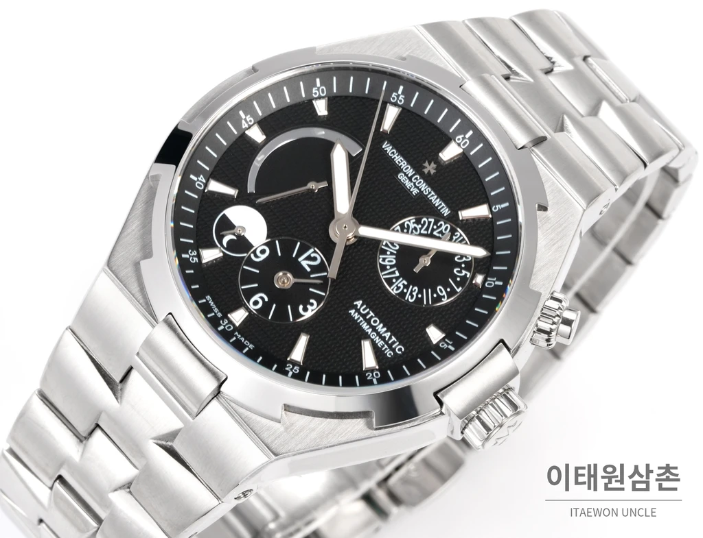 바쉐론콘스탄틴 오버시즈 스틸 듀얼타임 블랙다이얼 스틸밴드 오토매틱 42mm (2)