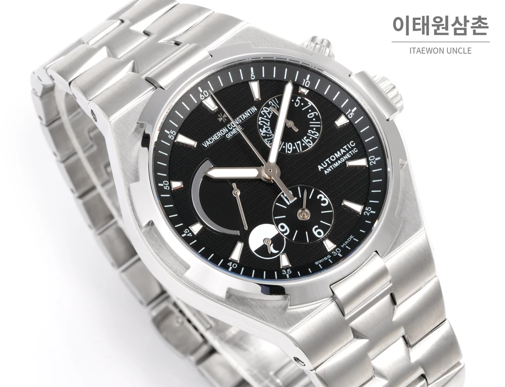 바쉐론콘스탄틴 오버시즈 스틸 듀얼타임 블랙다이얼 스틸밴드 오토매틱 42mm (2)