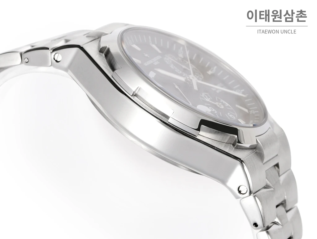 바쉐론콘스탄틴 오버시즈 스틸 듀얼타임 블랙다이얼 스틸밴드 오토매틱 42mm (2)