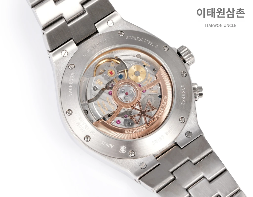 바쉐론콘스탄틴 오버시즈 스틸 듀얼타임 블랙다이얼 스틸밴드 오토매틱 42mm (2)