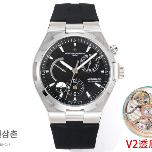 바쉐론콘스탄틴 오버시즈 스틸 듀얼타임 블루다이얼 러버밴드 오토매틱 42mm