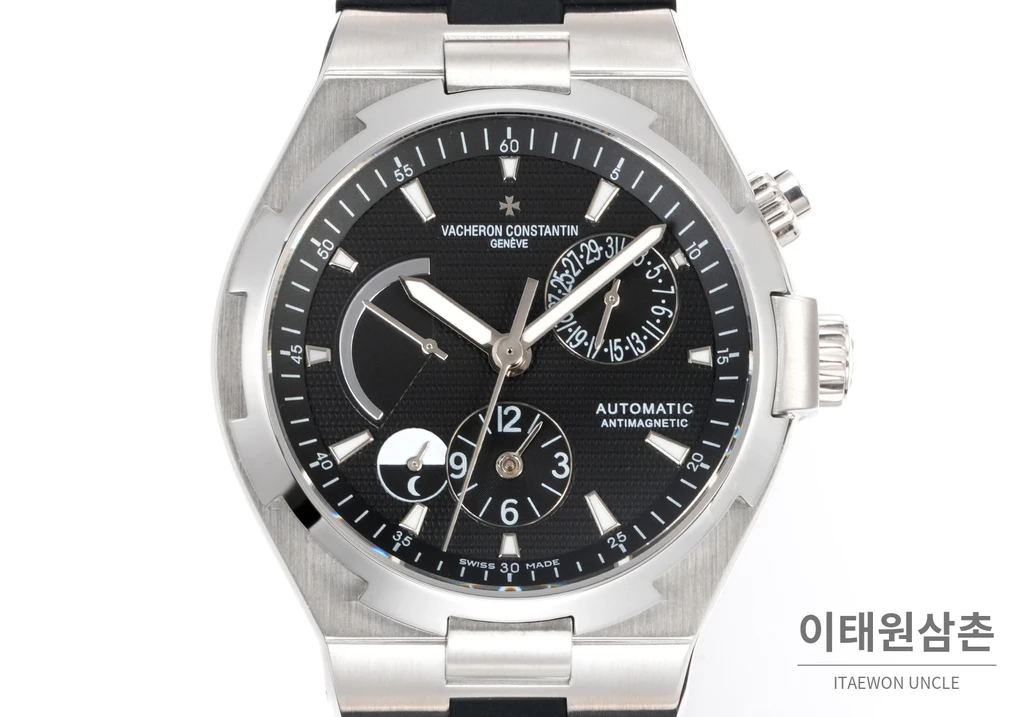 바쉐론콘스탄틴 오버시즈 스틸 듀얼타임 블루다이얼 러버밴드 오토매틱 42mm