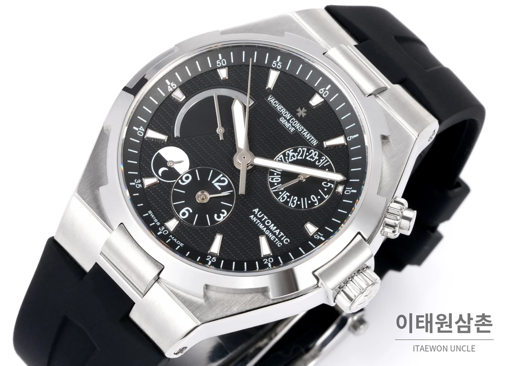 바쉐론콘스탄틴 오버시즈 스틸 듀얼타임 블루다이얼 러버밴드 오토매틱 42mm