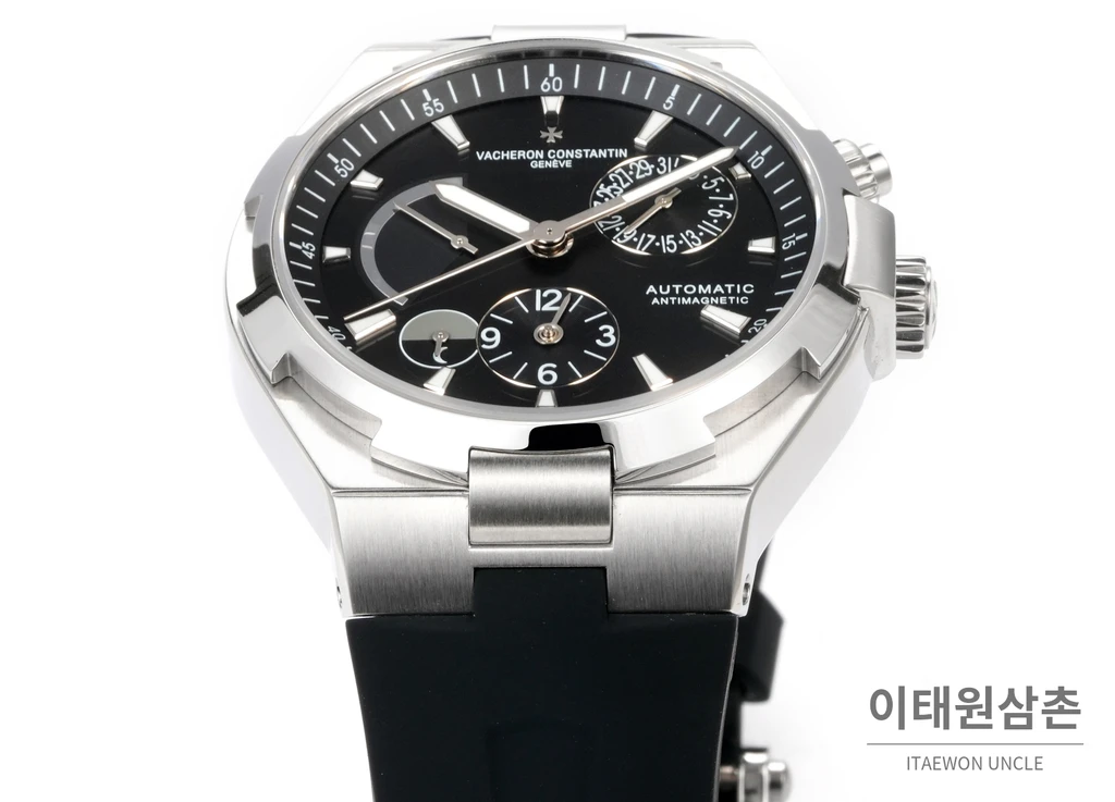 바쉐론콘스탄틴 오버시즈 스틸 듀얼타임 블루다이얼 러버밴드 오토매틱 42mm (2)