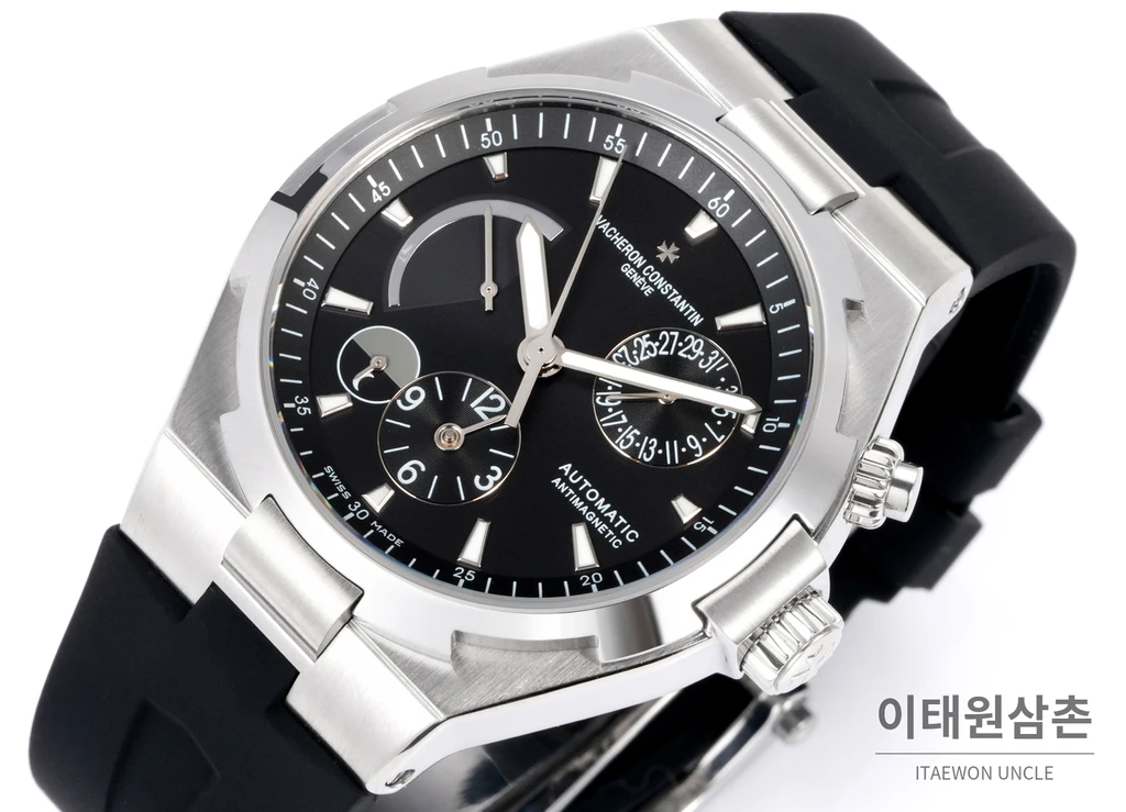 바쉐론콘스탄틴 오버시즈 스틸 듀얼타임 블루다이얼 러버밴드 오토매틱 42mm (2)