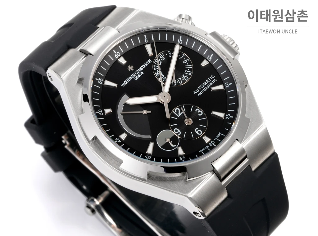 바쉐론콘스탄틴 오버시즈 스틸 듀얼타임 블루다이얼 러버밴드 오토매틱 42mm (2)