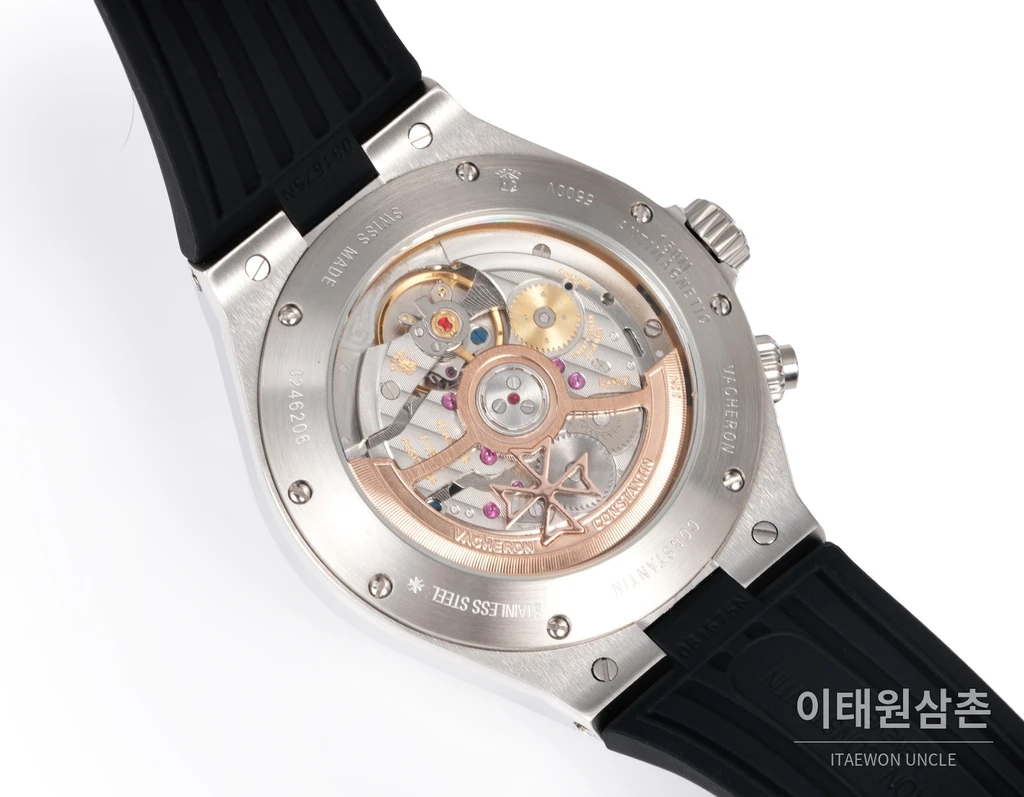 바쉐론콘스탄틴 오버시즈 스틸 듀얼타임 블루다이얼 러버밴드 오토매틱 42mm (2)
