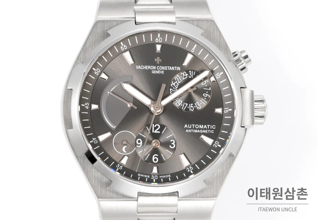 바쉐론콘스탄틴 오버시즈 스틸 듀얼타임 그레이다이얼 스틸밴드 오토매틱 42mm