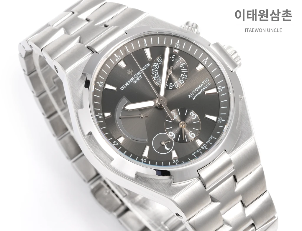 바쉐론콘스탄틴 오버시즈 스틸 듀얼타임 그레이다이얼 스틸밴드 오토매틱 42mm
