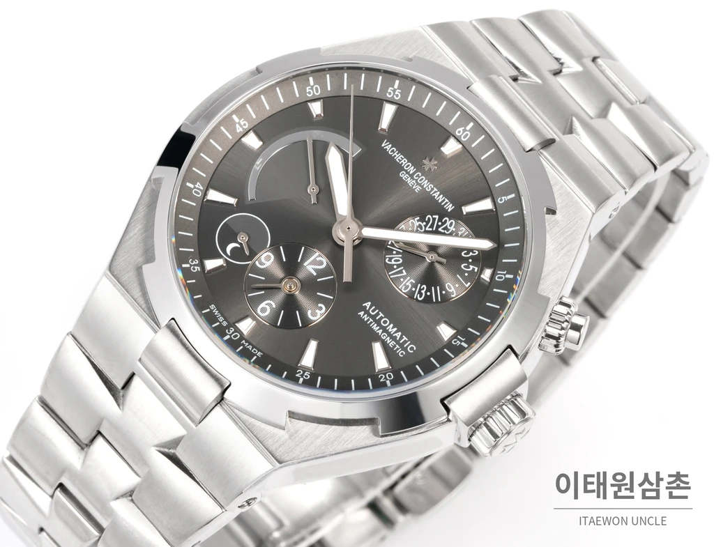 바쉐론콘스탄틴 오버시즈 스틸 듀얼타임 그레이다이얼 스틸밴드 오토매틱 42mm