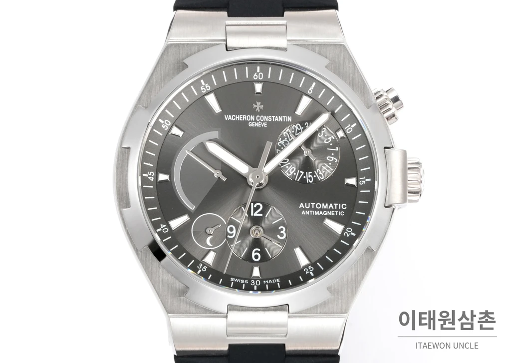 바쉐론콘스탄틴 오버시즈 스틸 듀얼타임 그레이다이얼 러버밴드 오토매틱 42mm