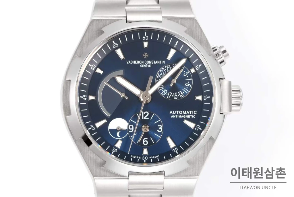 바쉐론콘스탄틴 오버시즈 스틸 듀얼타임 네이비다이얼 스틸밴드 오토매틱 42mm