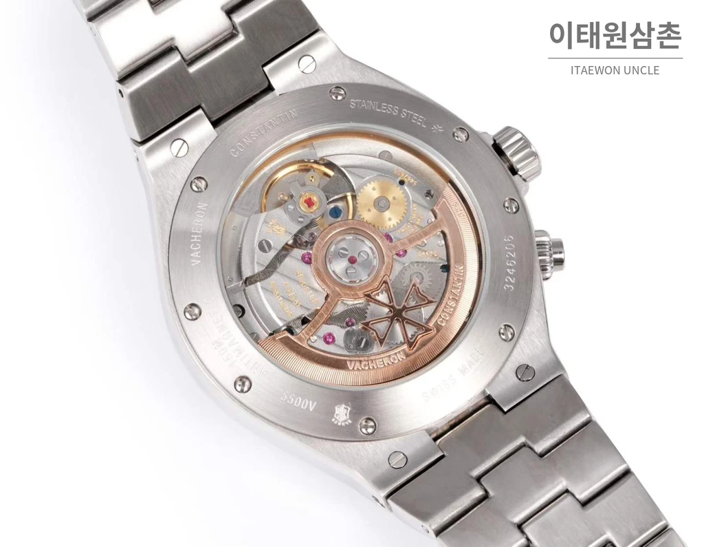 바쉐론콘스탄틴 오버시즈 스틸 듀얼타임 네이비다이얼 스틸밴드 오토매틱 42mm