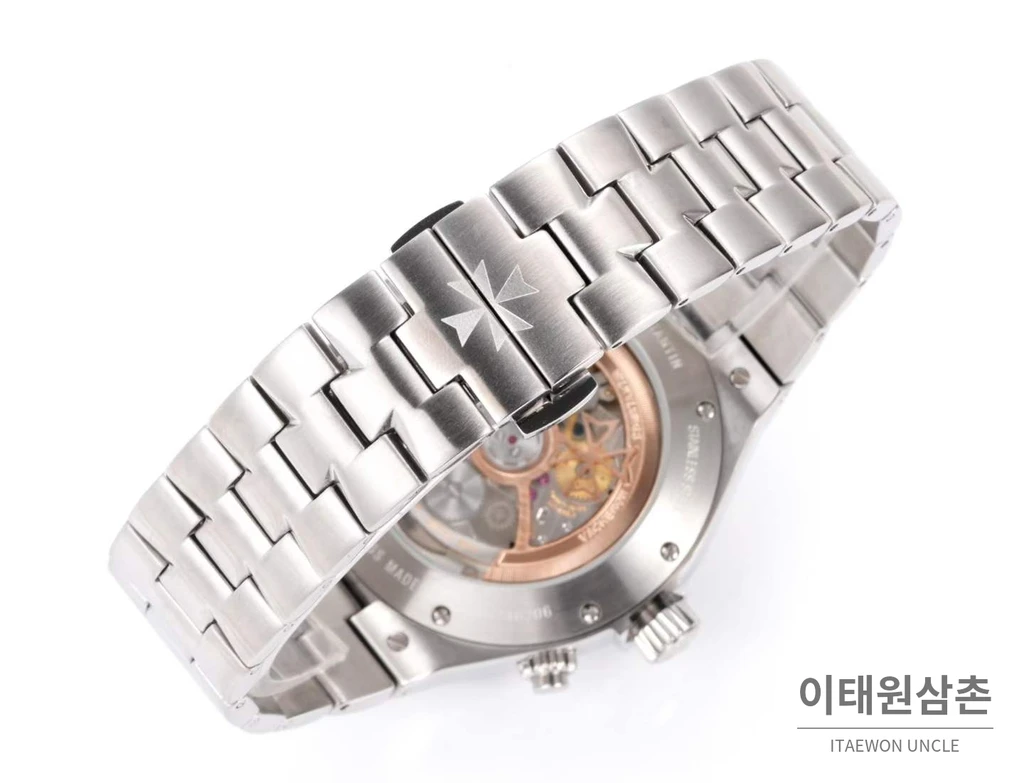 바쉐론콘스탄틴 오버시즈 스틸 듀얼타임 네이비다이얼 스틸밴드 오토매틱 42mm