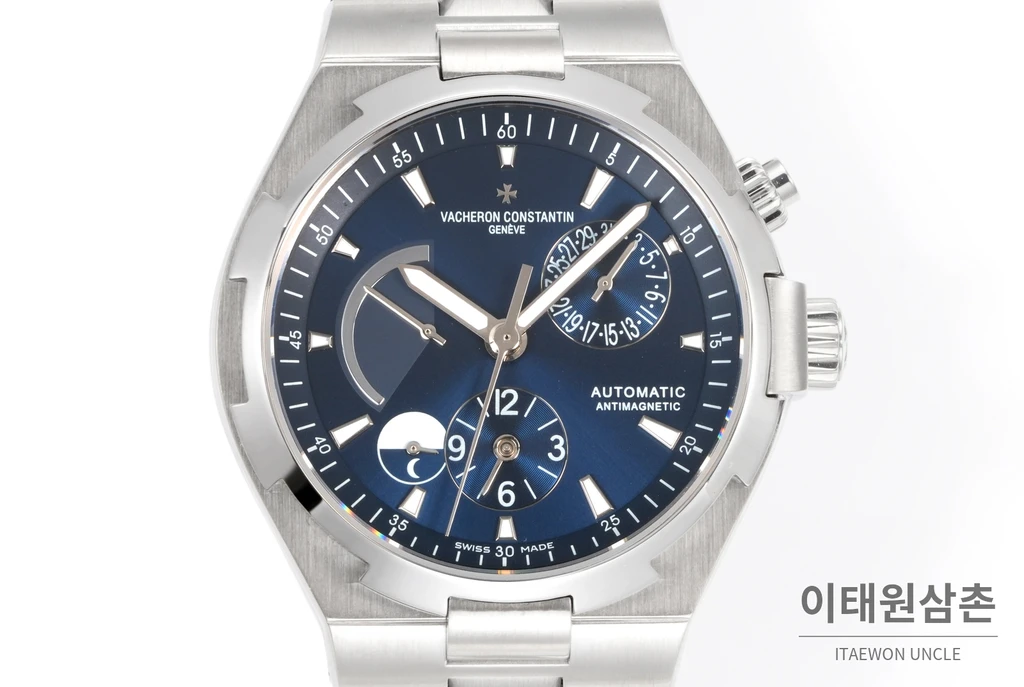 바쉐론콘스탄틴 오버시즈 스틸 듀얼타임 네이비다이얼 스틸밴드 오토매틱 42mm (2)