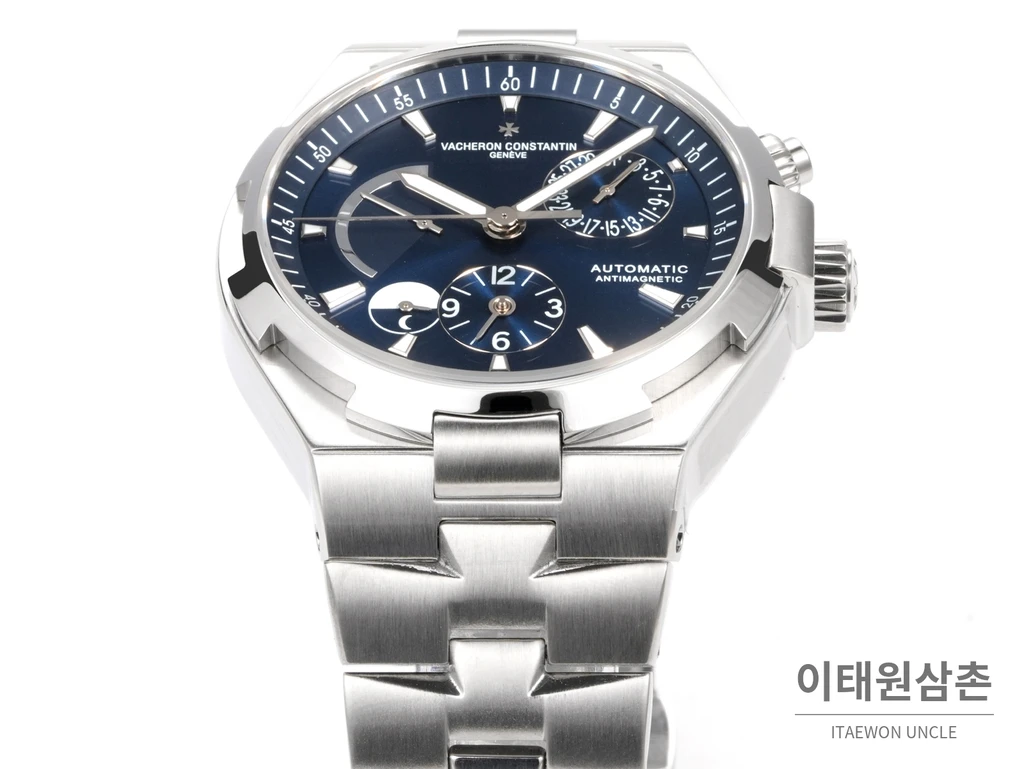 바쉐론콘스탄틴 오버시즈 스틸 듀얼타임 네이비다이얼 스틸밴드 오토매틱 42mm (2)