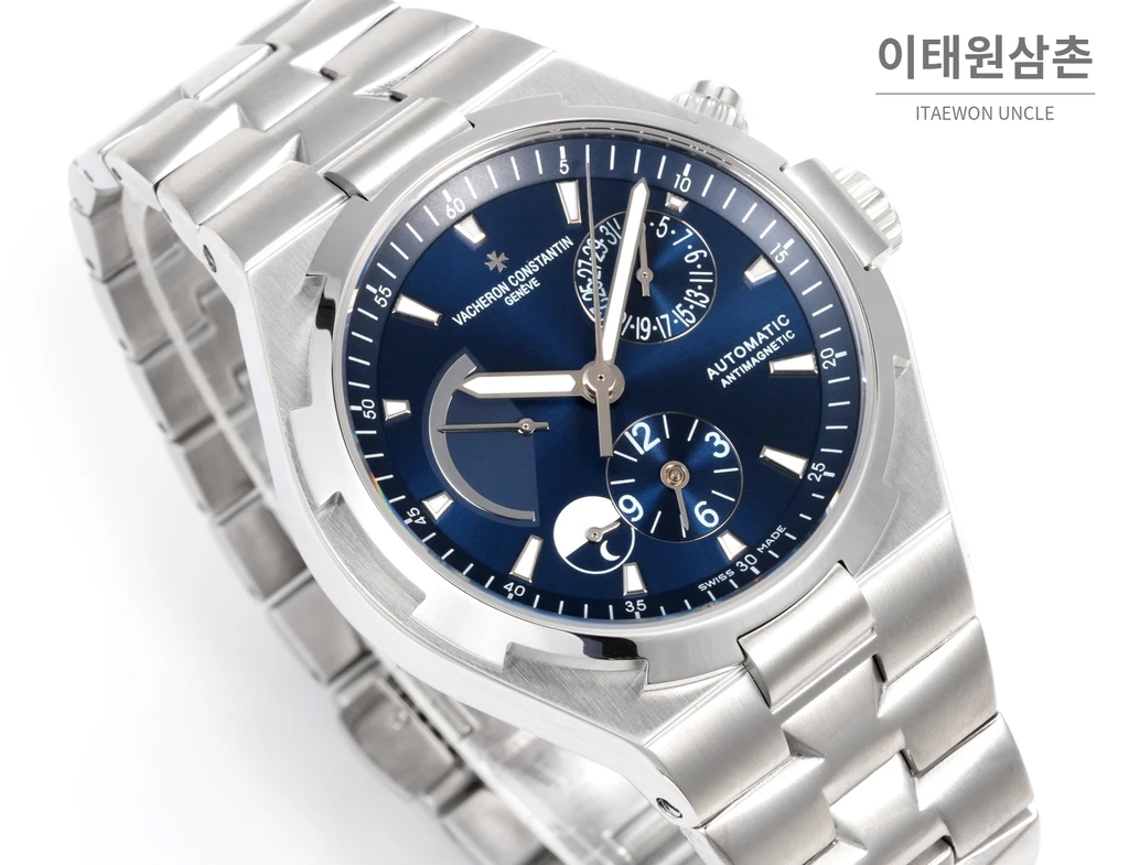 바쉐론콘스탄틴 오버시즈 스틸 듀얼타임 네이비다이얼 스틸밴드 오토매틱 42mm (2)