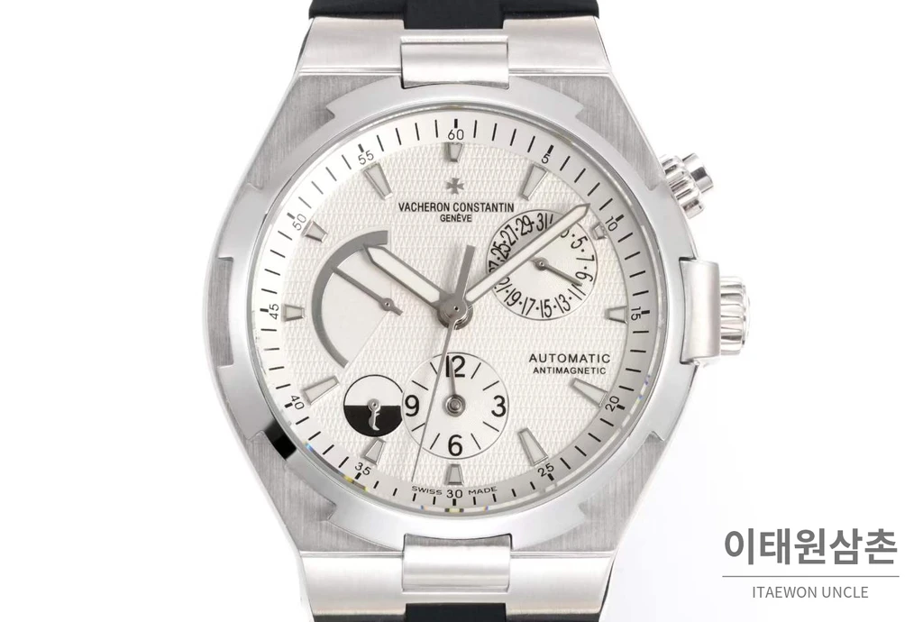 바쉐론콘스탄틴 오버시즈 스틸 듀얼타임 화이트다이얼 러버밴드 오토매틱 42mm