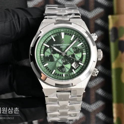 바쉐론콘스탄틴 오버시즈 투르비용 42.5mm 그린 다이얼 스틸 브레이슬릿