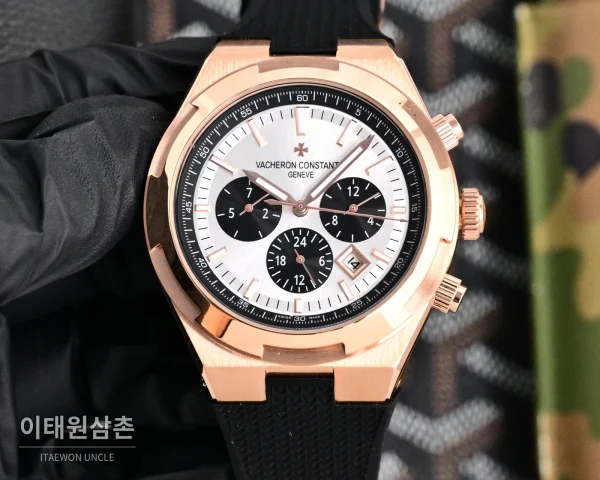 바쉐론콘스탄틴 오버시즈 투르비용 오토매틱 42.5mm 실버 다이얼 블랙 러버 스트랩